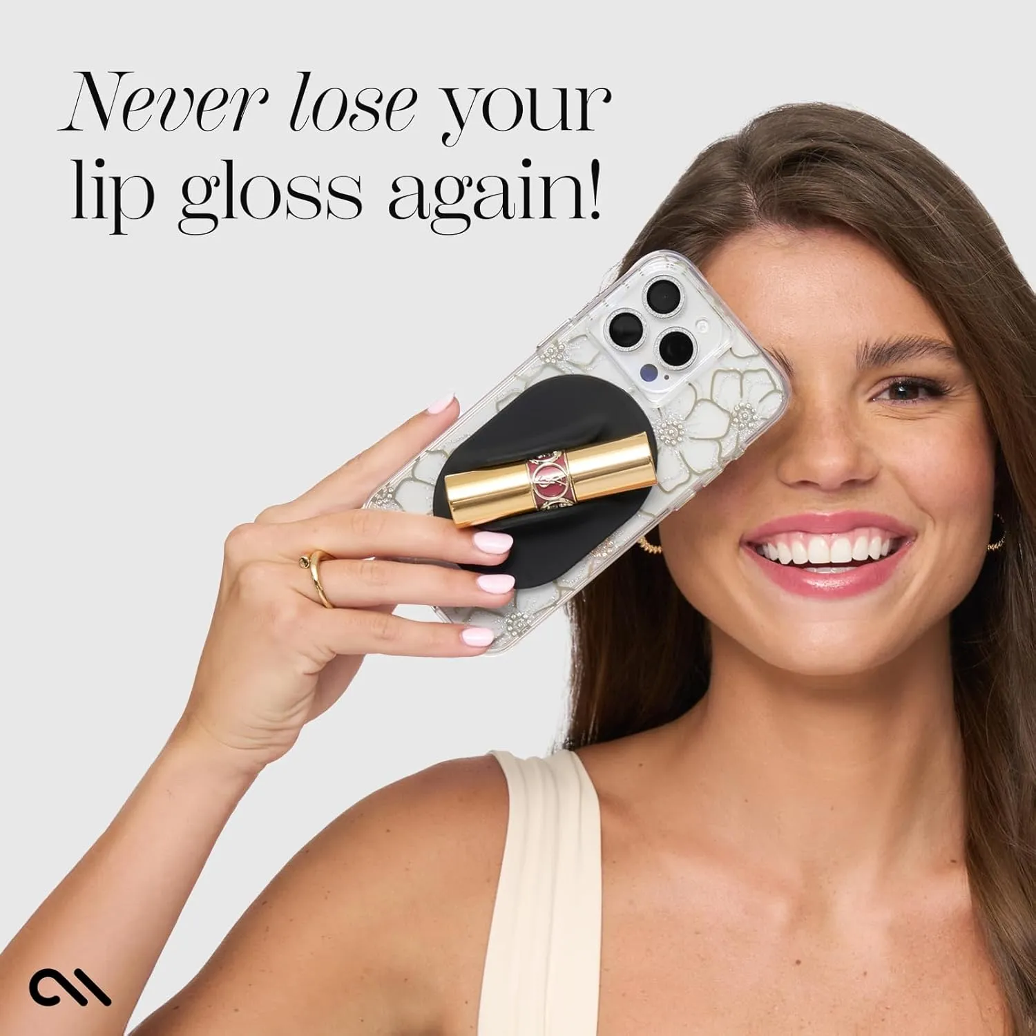 Case-Mate Glossy Magnetic Lip Gloss Holder [Detachable MagSafe Lipstick Holder] Fits Most Lip Gloss and Lipstick Brands - Snap On Phone Accessory for 16 Pro max /15 Pro Max /14 /13 /12 - Midnight
