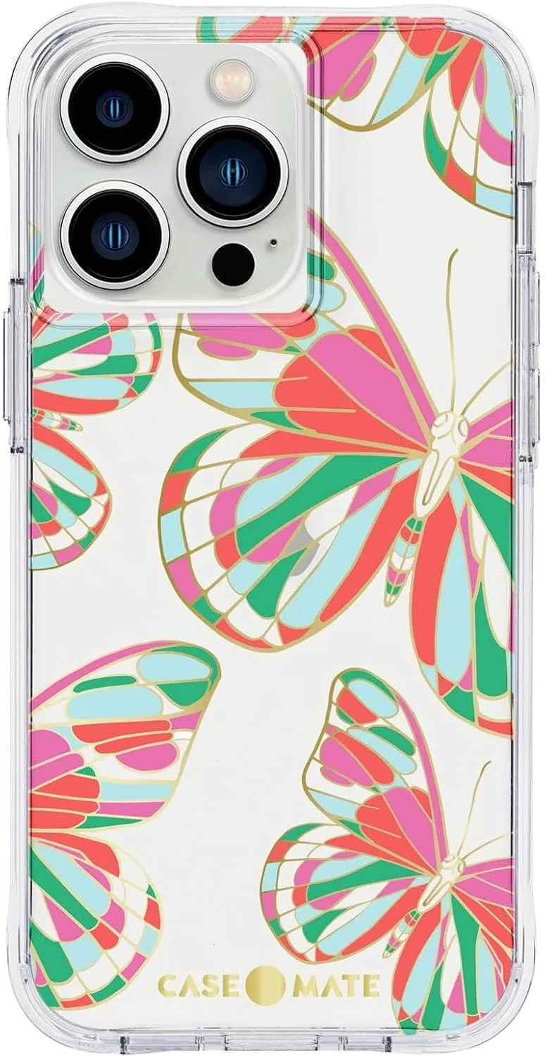 Case-Mate iPhone 13 Pro Case for Women [10ft Drop Protection] [Wireless Charging] Tough Prints Phone Case for iPhone 13 Pro - Cute Gold Foil Element Phone Cover, Anti Scratch - Butterflies