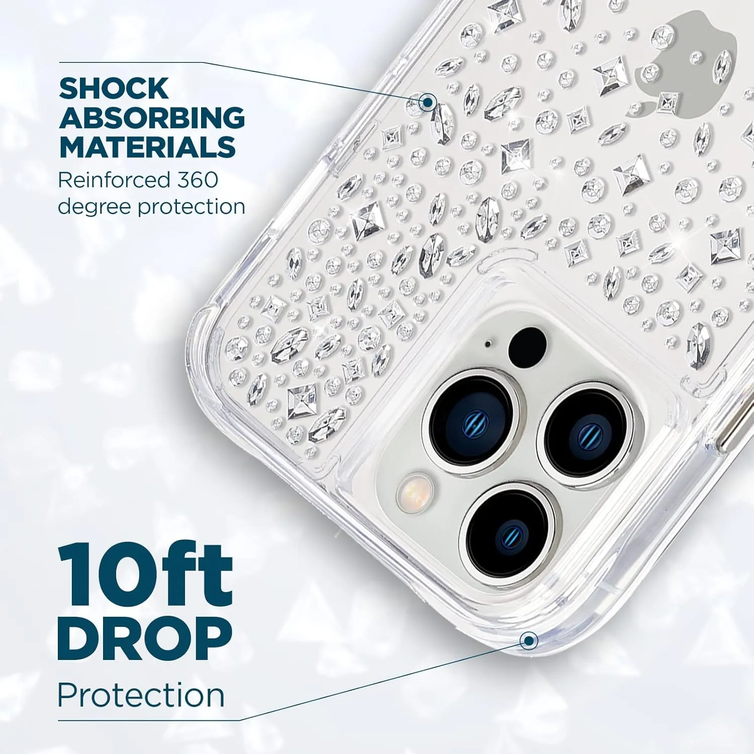 Case-Mate iPhone 13 Pro Max Case for Women [10ft Drop Protection] [Wireless Charging] Karat Crystal Phone Cover for iPhone 13 Pro Max - Luxury Crystal Design Phone Cover - Shock Absorbing Anti Scratch