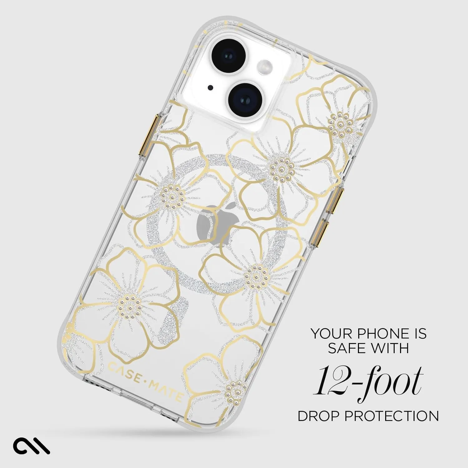 Case-Mate iPhone 15 Case - Floral Gems [12ft Drop Protection] [Compatible with MagSafe] Magnetic Cover with Sparkly Rhinestones for iPhone 15 6.1", Anti-Scratch, Shock Absorbent Materials, Slim