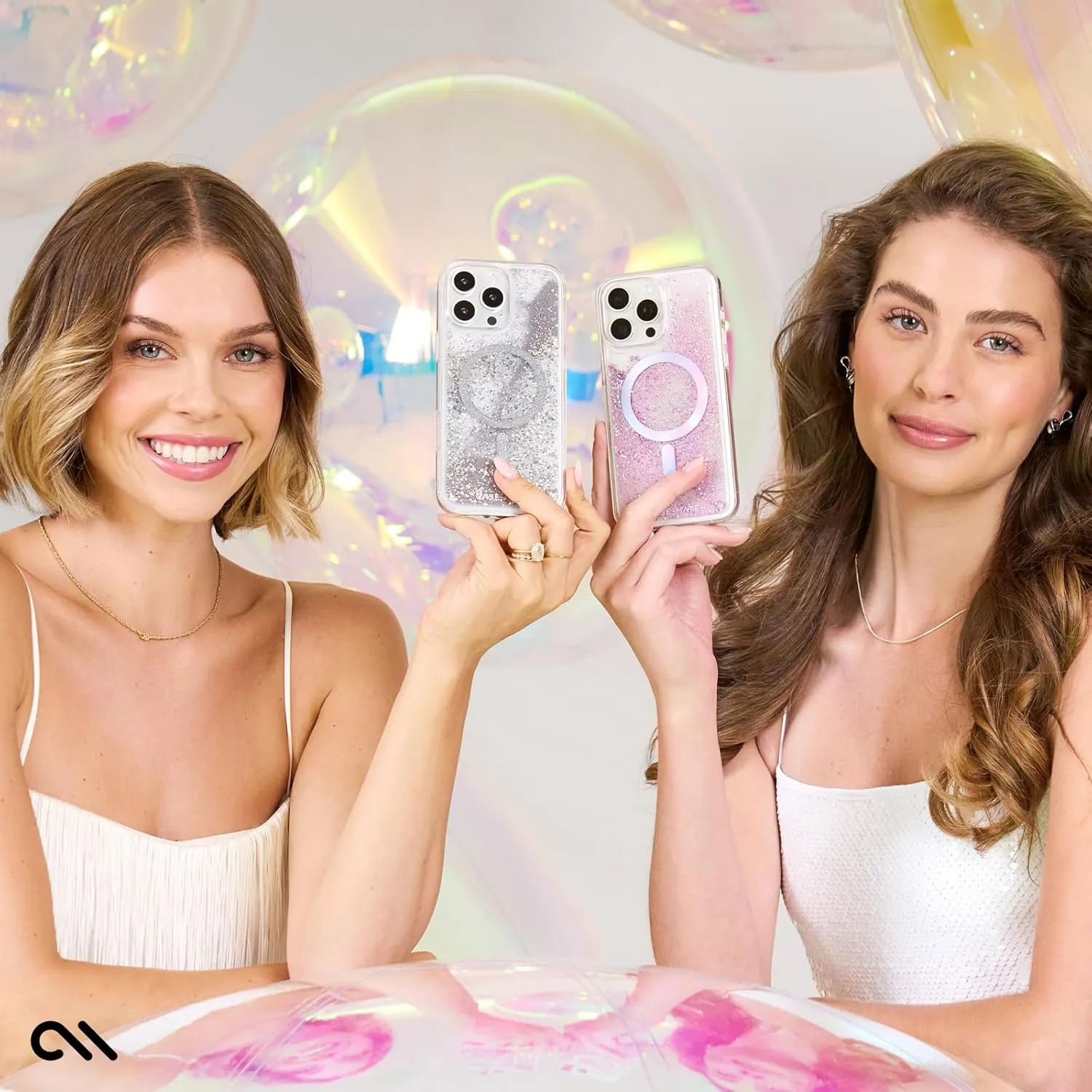 Case-Mate iPhone 16 Pro Max Case [Compatible with MagSafe] - Sparkly Liquid Glitter Phone Case with 12ft Drop Protection - Premium Magnetic Cover for iPhone 16 Pro Max - Silver Waterfall