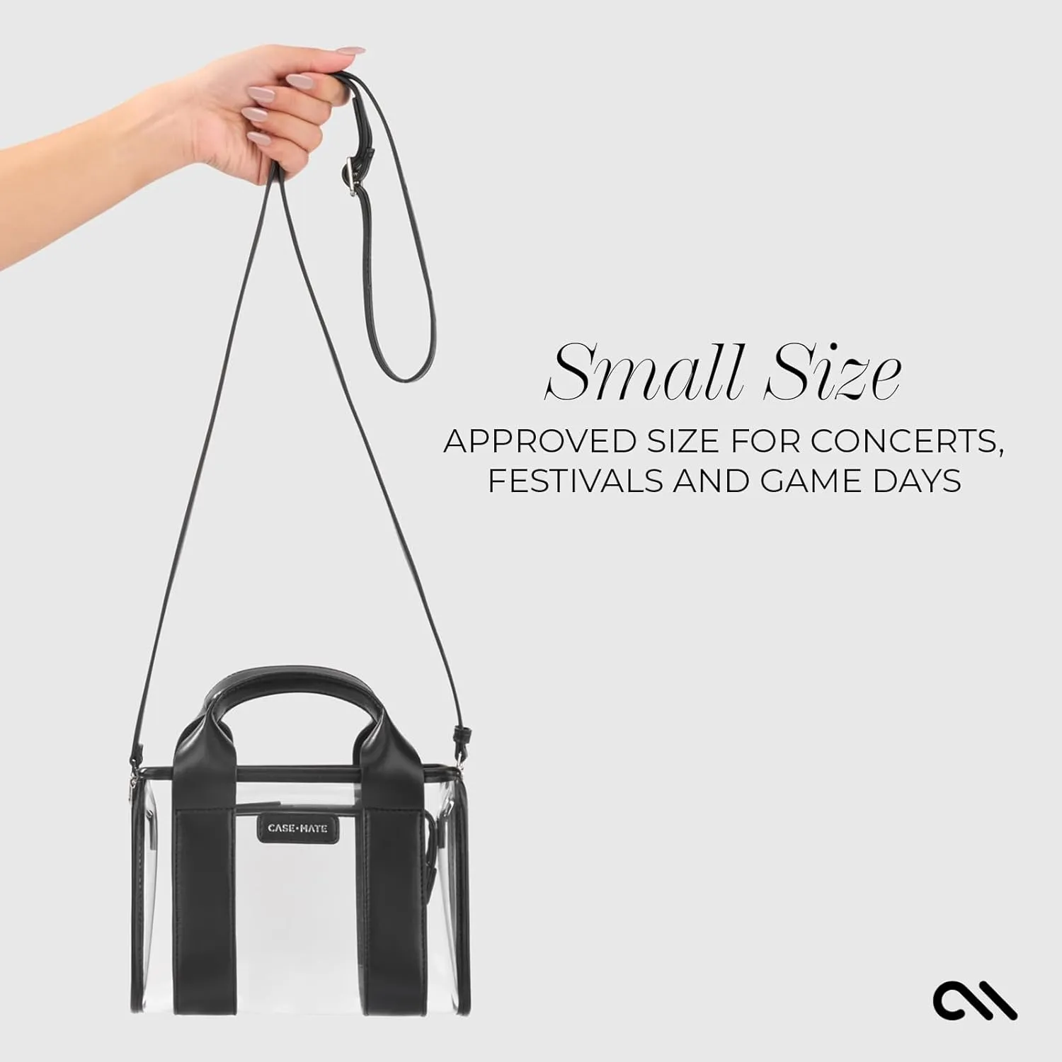 Case-Mate Micro Tote Bag for Women - Black/Clear Mini Purse with Jacquard Crossbody Strap - Stadium Approved Small Handbag - Water-Resistant Tote Bag for Keys, Phone, Wallet and Sunglasses