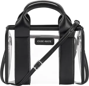 Case-Mate Micro Tote Bag for Women - Black/Clear Mini Purse with Jacquard Crossbody Strap - Stadium Approved Small Handbag - Water-Resistant Tote Bag for Keys, Phone, Wallet and Sunglasses