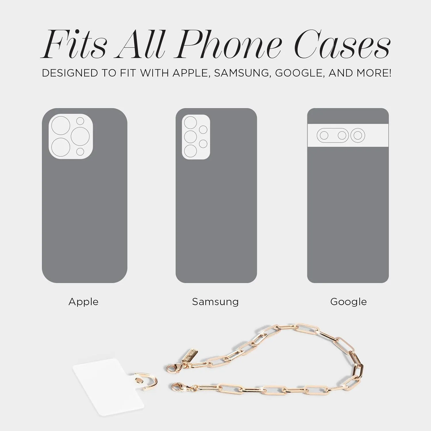 Case-Mate Phone Charm with Gold Chain - Detachable Anti Theft Strap - Hands-Free iPhone Wrist Strap for Women - Phone Wristlet - Fits Galaxy, Google Pixel and More - Dainty Gold Chain