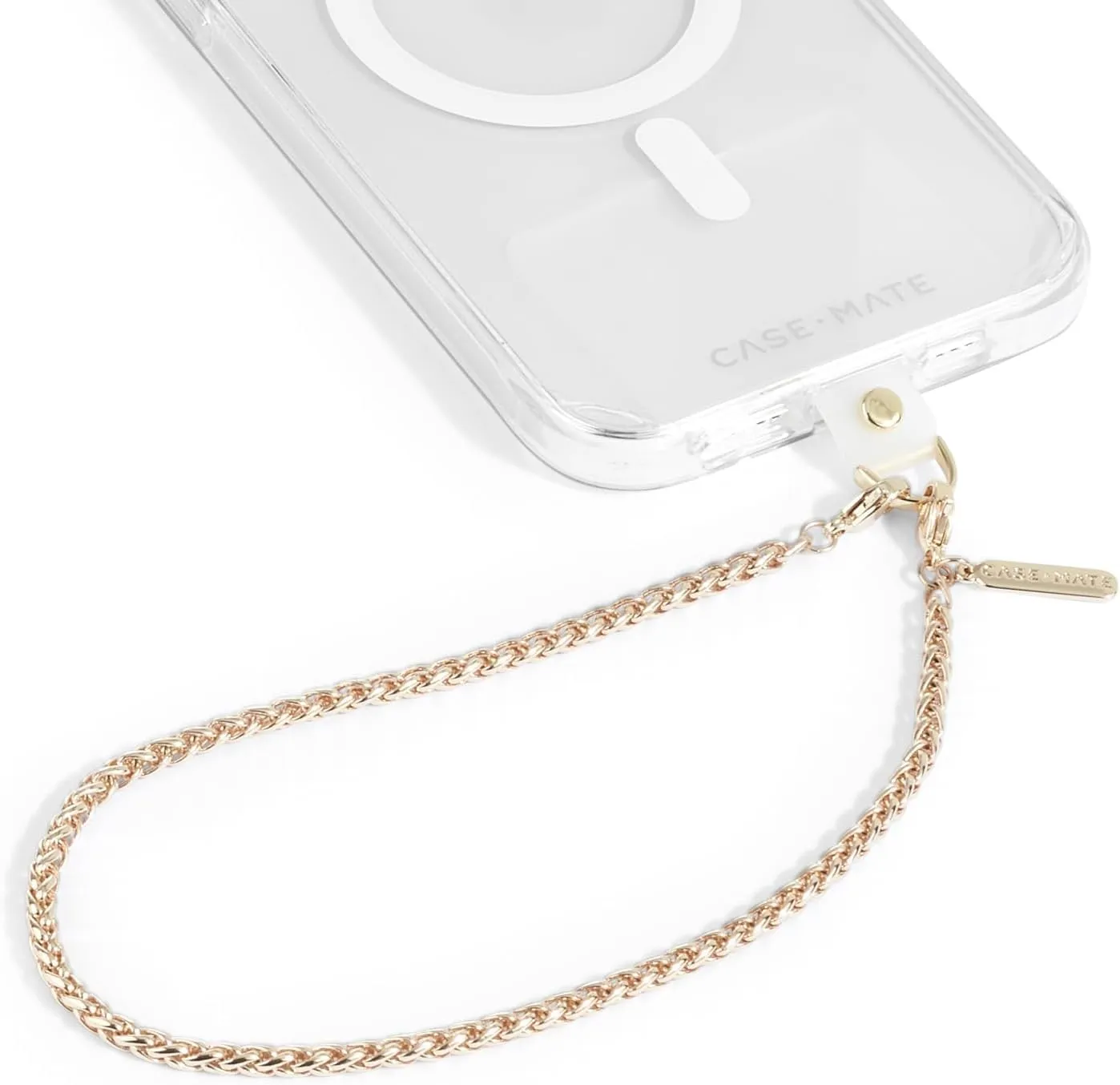 Case-Mate Phone Charm with Gold Chain - Detachable Anti Theft Strap - Hands-Free iPhone Wrist Strap for Women - Phone Wristlet - Fits Galaxy, Google Pixel and More - Dainty Gold Chain