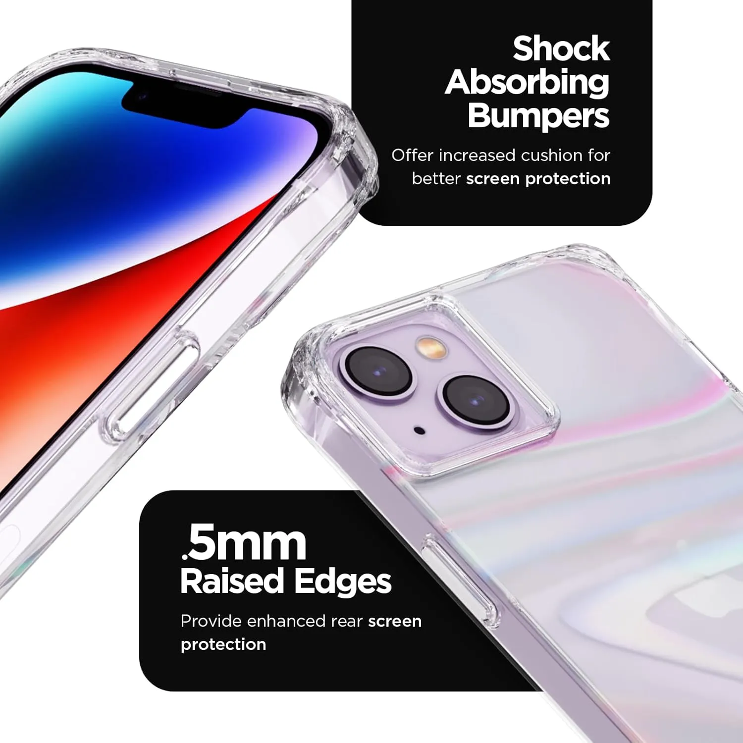 Case-Mate Soap Bubble iPhone 14 Plus Case [10ft Drop Protection] [Wireless Charging Compatible] Luxury Cover for iPhone 14 Plus 6.7" - Iridescent Swirl Effect, Anti-Scratch, Shockproof - Iridescent