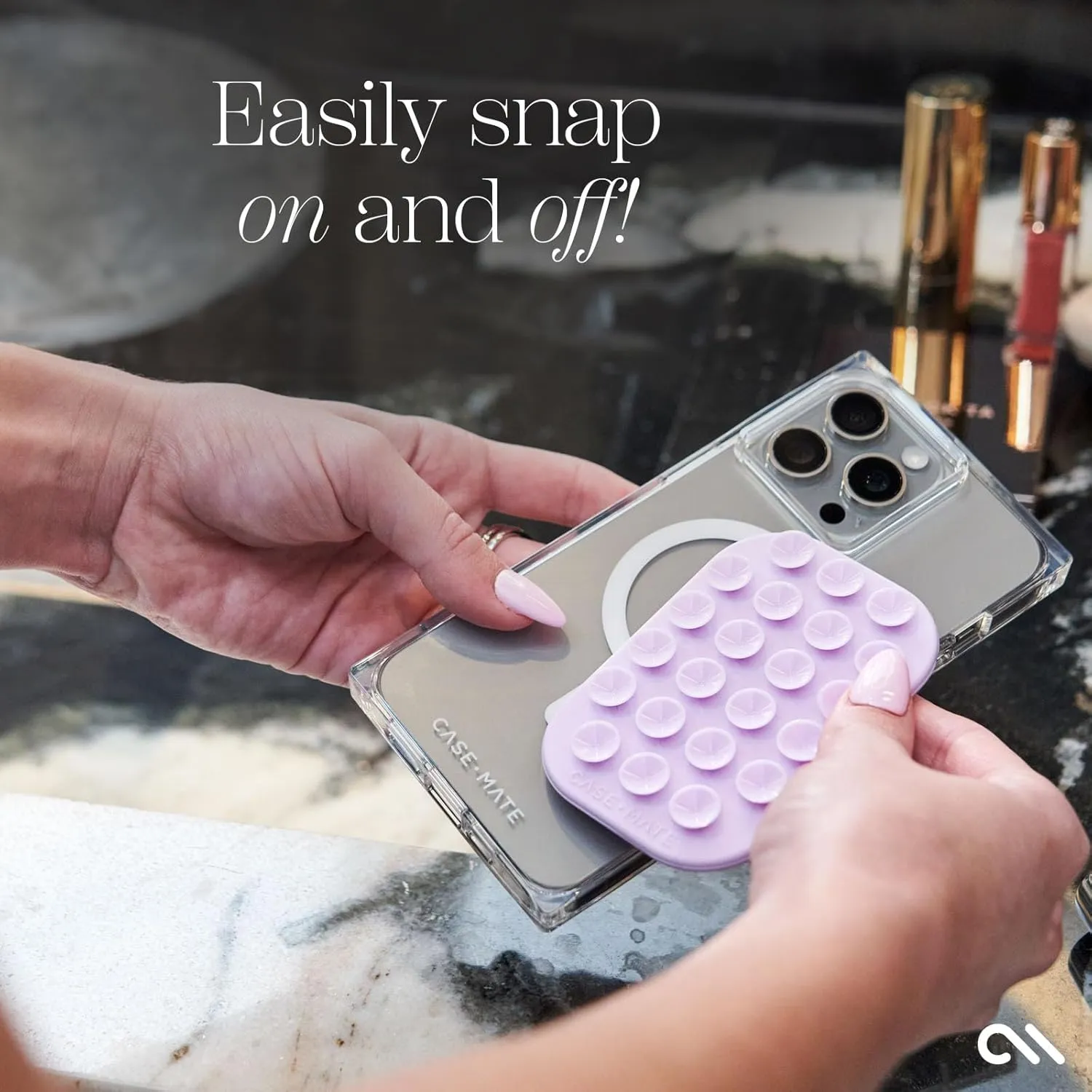 Case-Mate Stick it! Magnetic Suction Cup Phone Mount - Snap-On Detachable iPhone Suction Mount - Hands-Free MagSafe Phone Grip for iPhone Pro Max 16/15/14/13 Series - Stardust