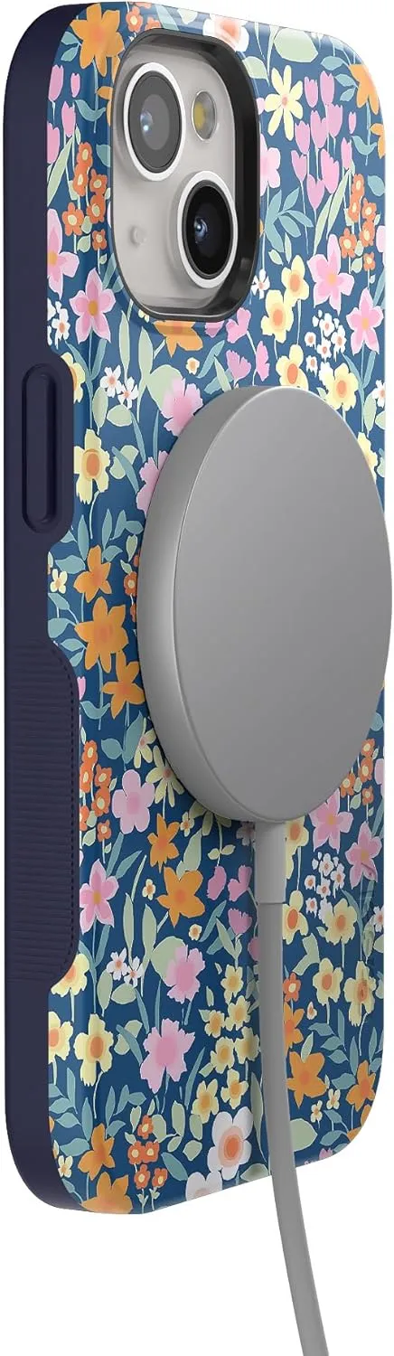 Casely iPhone 15 Case | Full Bloom | Navy Floral | Bold Case | Compatible with MagSafe
