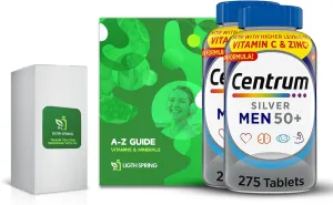 Centrum Silver Men 50  Multivitamin Tablets, 275 Count (2 Pack) with Exclusive Vitamins & Minerals - A to Z - Better Guide (3 Items)