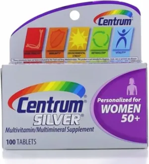 Centrum Silver MultivitaminTablets, Women 50 , 100 ea (Pack of 4)