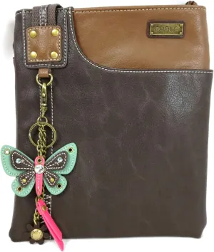 CHALA SWING Pack Smartphone Cross-Body Purse Purse Charm (Brown- Teal Butterfly)