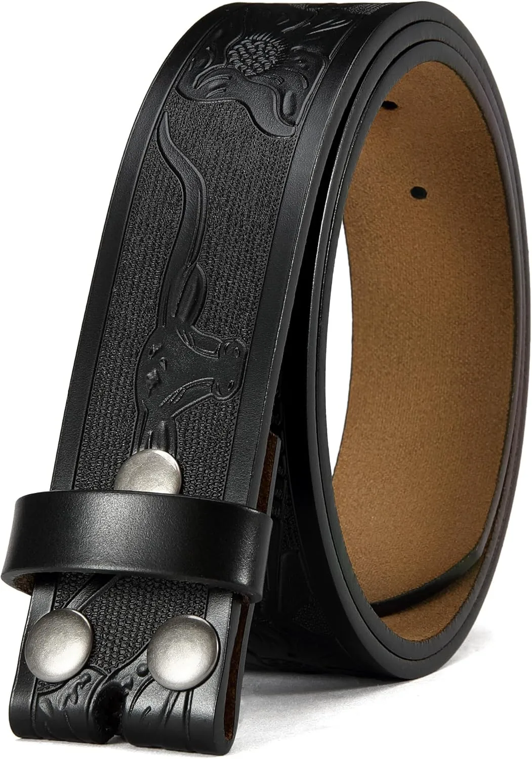 CHAOREN Western Belts for Men without Buckle - Cowboy Belt 1.5" Full Grain Leather Belt for Jeans - One Solid Piece Leather