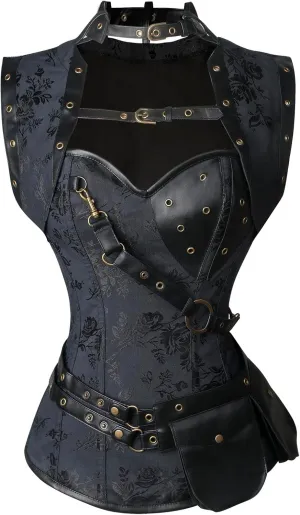 Charmian Women's Steampunk Spiral Steel Boned Vintage Retro Corset Tops Bustier