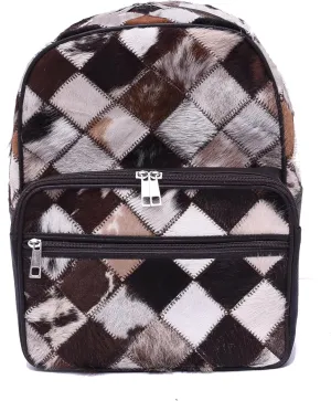 CHAYEL Cowhide Leather Bag – Womens Animal Print Backpack – Ladies Makeup Bag – Mini Backpack Patchwork Travel Bag – Cowhide Fashion Bag – Diaper Bag (Brown), Standard