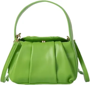 Chic Faux Leather Pleated Cloud Handbag, Stylish Mini Square Purse for Unique Elegance
