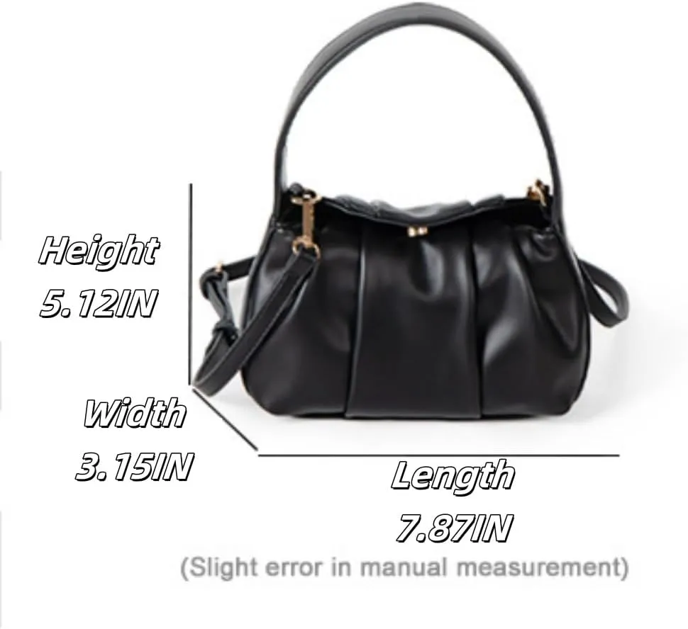 Chic Faux Leather Pleated Cloud Handbag, Stylish Mini Square Purse for Unique Elegance
