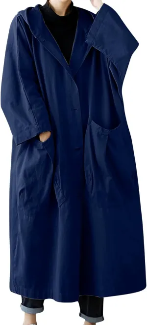 Classic Belted Lapel Overcoat Outwear Long Womens Jacket Overcoat Women'S Coat Womens Fall Fashion Winter Trench