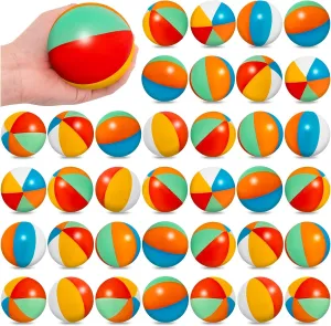 CLESDF Mini Beach Stress Balls for Kids, 36Pcs Rainbow Relief Stress Foam Balls, Swimming Pool Game Toy Sports Balls for Hawaiian Beach Birthday Party Favor Supplies…