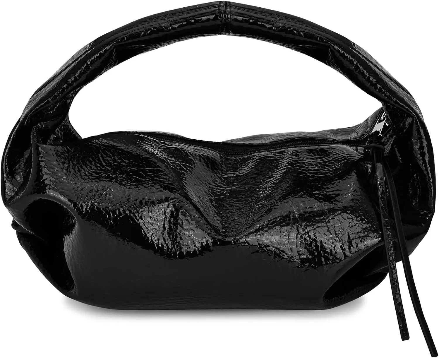 Cloud Pouch Bag Women Shoulder Handbag Soft Zip Handbag Pleated Glossy Leather Hobo Mini Small Purses Ruched Cloud Bags