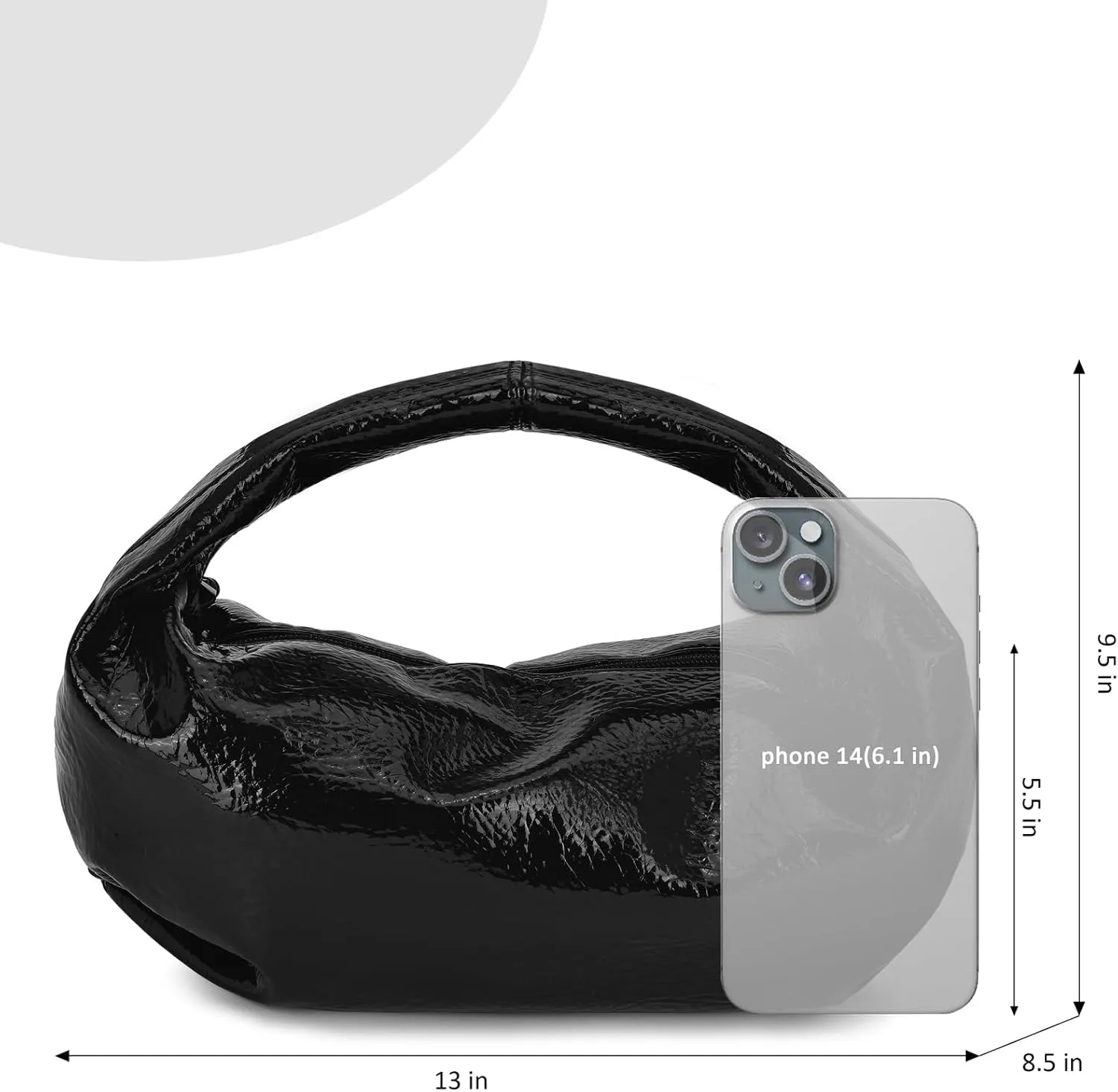 Cloud Pouch Bag Women Shoulder Handbag Soft Zip Handbag Pleated Glossy Leather Hobo Mini Small Purses Ruched Cloud Bags