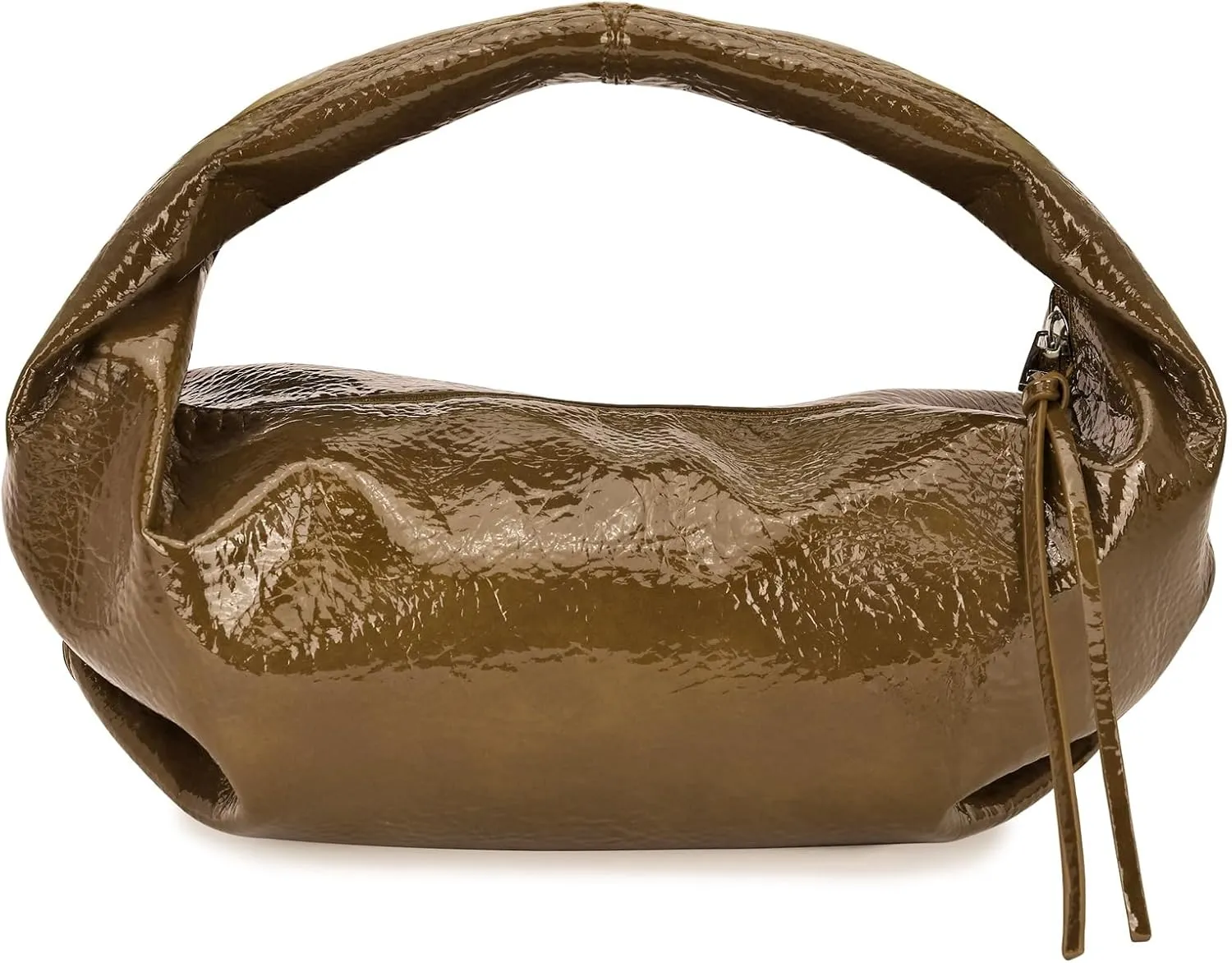Cloud Pouch Bag Women Shoulder Handbag Soft Zip Handbag Pleated Glossy Leather Hobo Mini Small Purses Ruched Cloud Bags