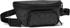 COACH Mens Beck Belt Bag in Pebble Leather, Charcoal/Black