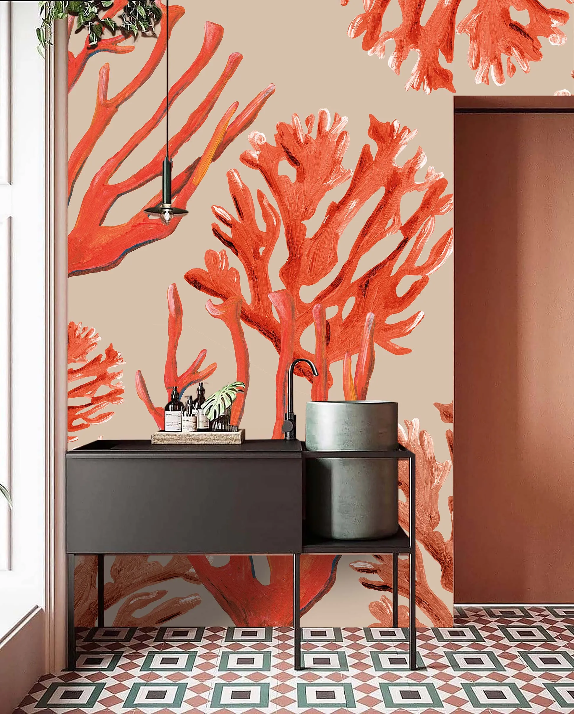 Coastal Coral  Red Mural | Catchii Netherlands Europe