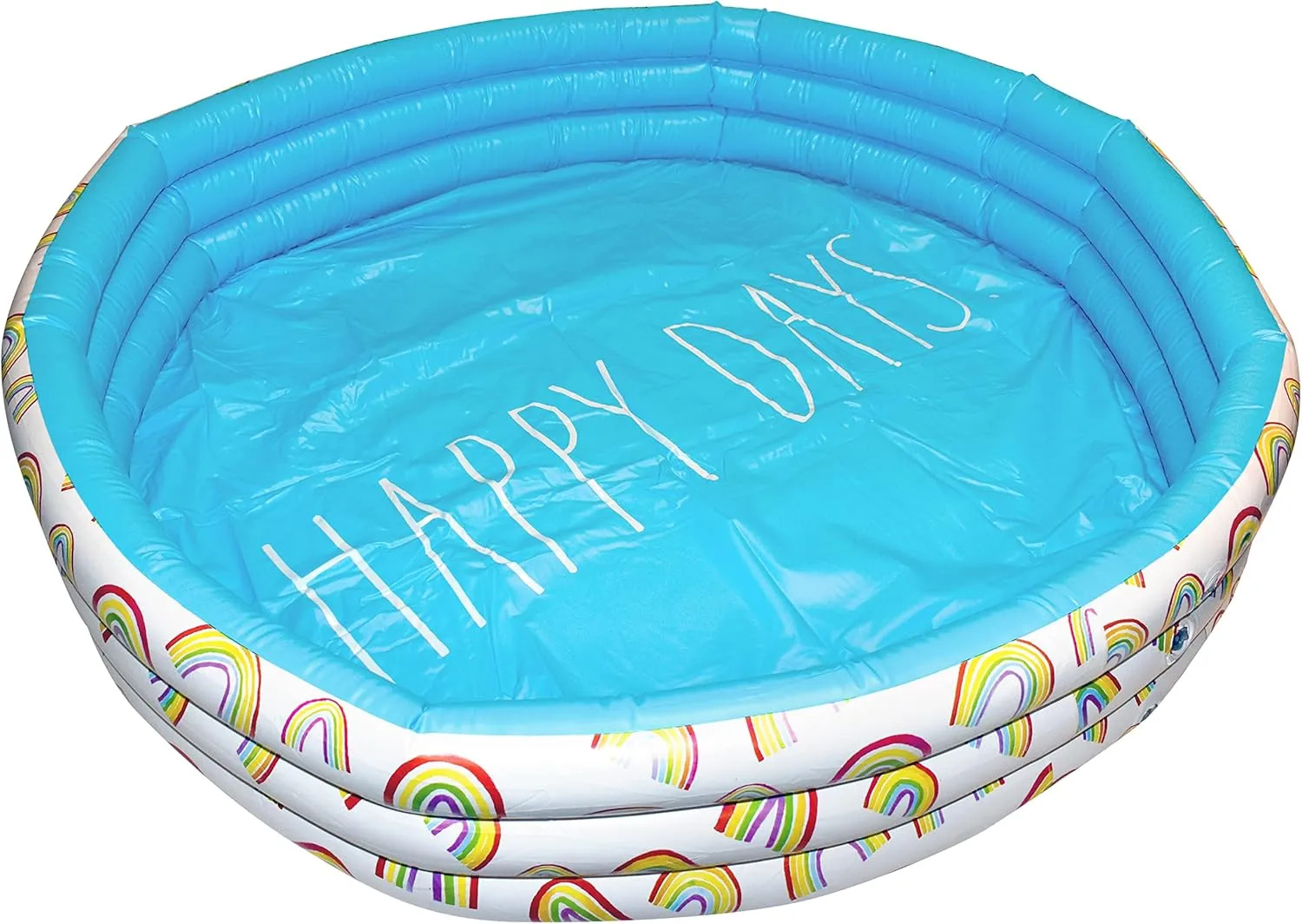 Coconut Float Rae Dunn x Mini Pool with Rainbow Graphics - Happy Days! Inflatable Swimming Pool for Kids - Great Splash Pool for Backyard, Summer Parties & Swim Events Ages 5 