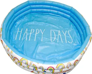 Coconut Float Rae Dunn x Mini Pool with Rainbow Graphics - Happy Days! Inflatable Swimming Pool for Kids - Great Splash Pool for Backyard, Summer Parties & Swim Events Ages 5 