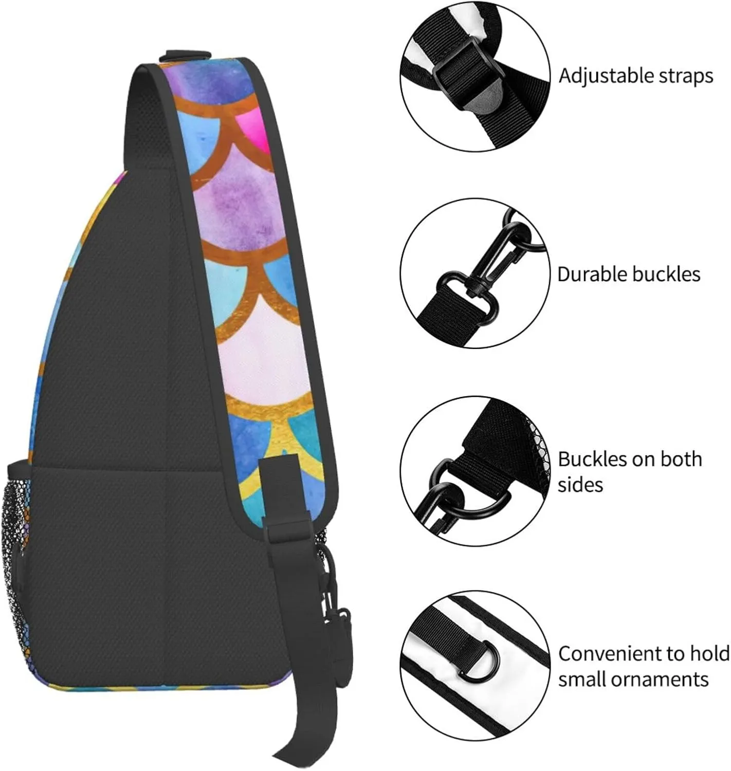 Colorful Rainbow Unisex Casual Diagonal Chest Bag,Multipurpose Crossbody Shoulder Bag Travel Hiking Daypack
