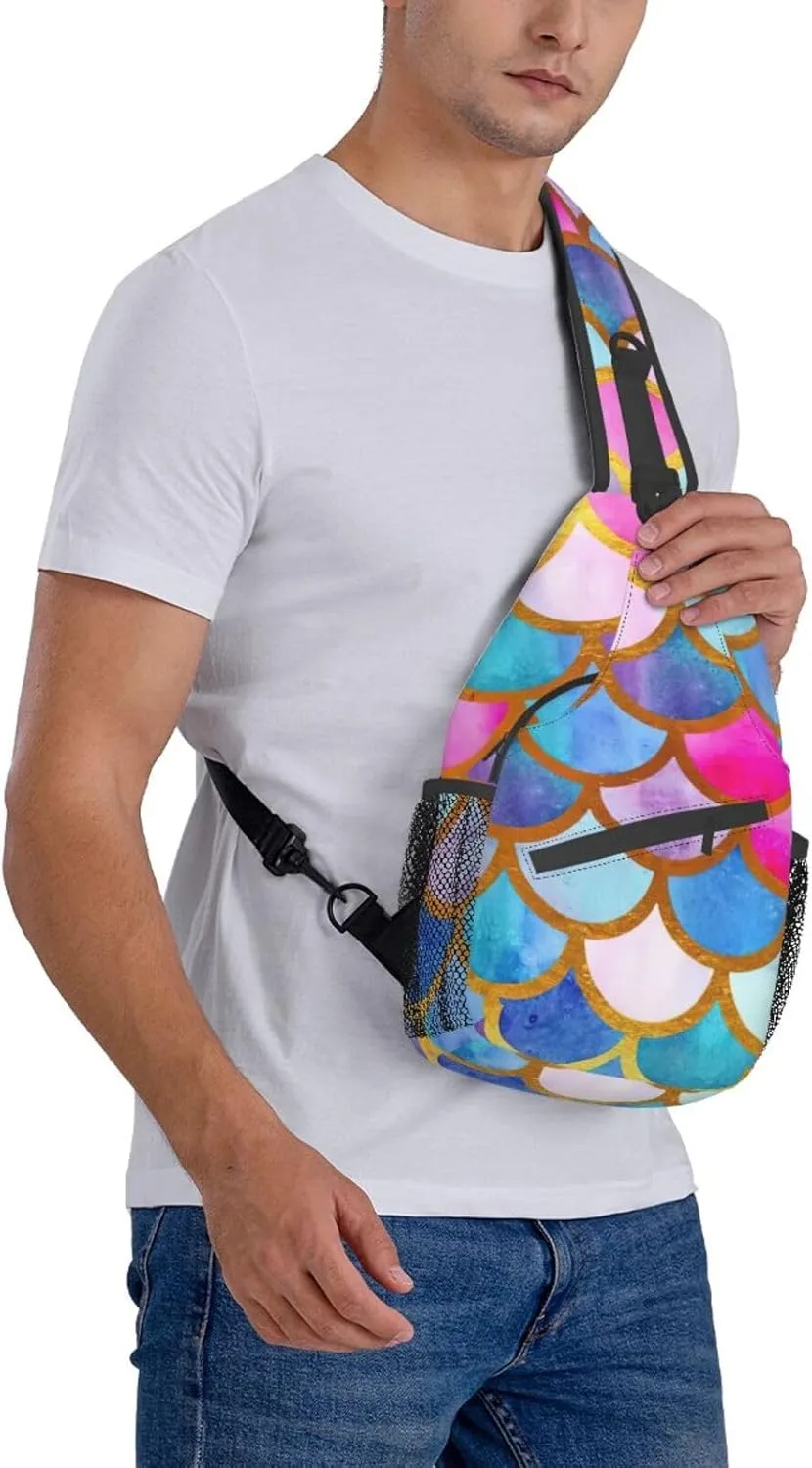 Colorful Rainbow Unisex Casual Diagonal Chest Bag,Multipurpose Crossbody Shoulder Bag Travel Hiking Daypack