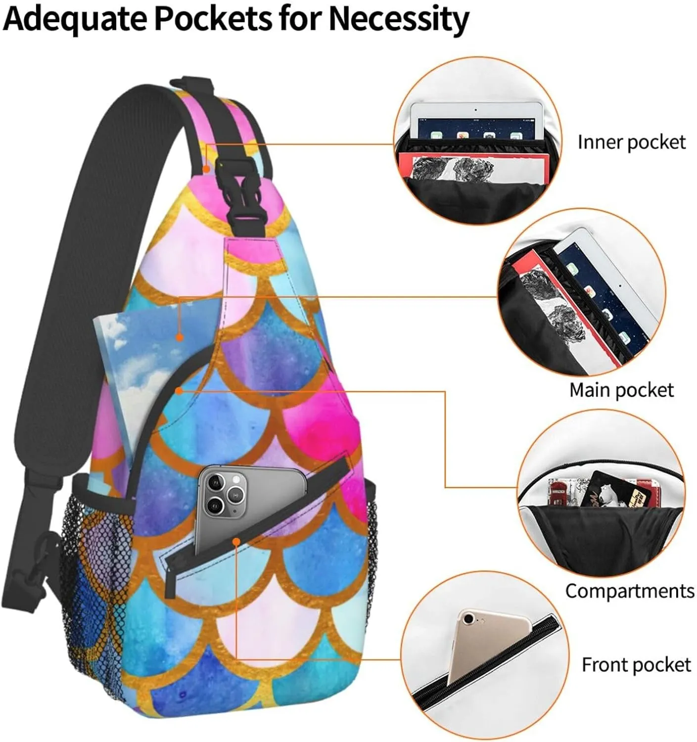 Colorful Rainbow Unisex Casual Diagonal Chest Bag,Multipurpose Crossbody Shoulder Bag Travel Hiking Daypack