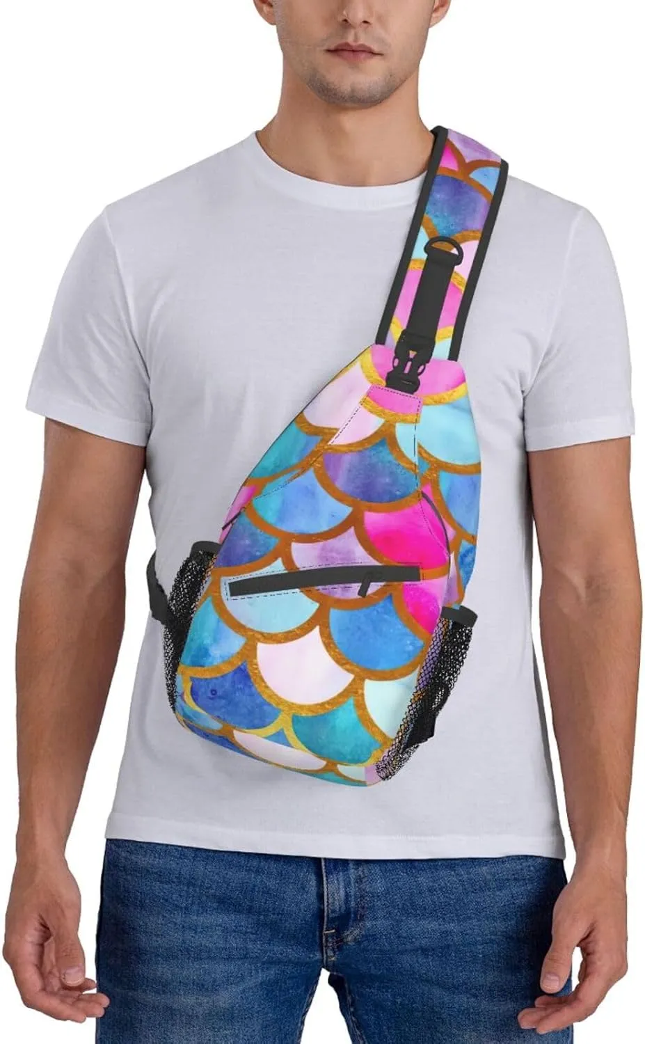 Colorful Rainbow Unisex Casual Diagonal Chest Bag,Multipurpose Crossbody Shoulder Bag Travel Hiking Daypack
