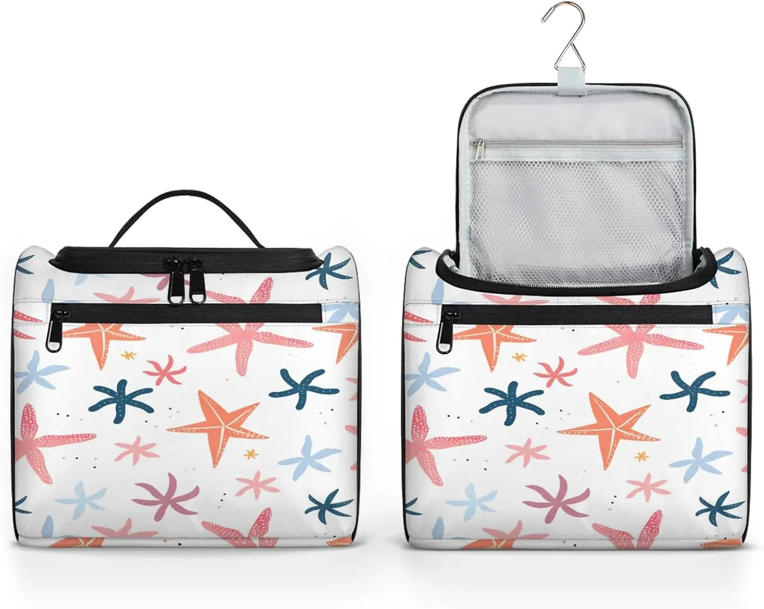 Colorful Starfish Large Makeup Bag Travel Make Up Organizer for Women Girls Cosmetic Bag Organizer With Handle