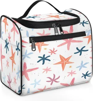 Colorful Starfish Large Makeup Bag Travel Make Up Organizer for Women Girls Cosmetic Bag Organizer With Handle