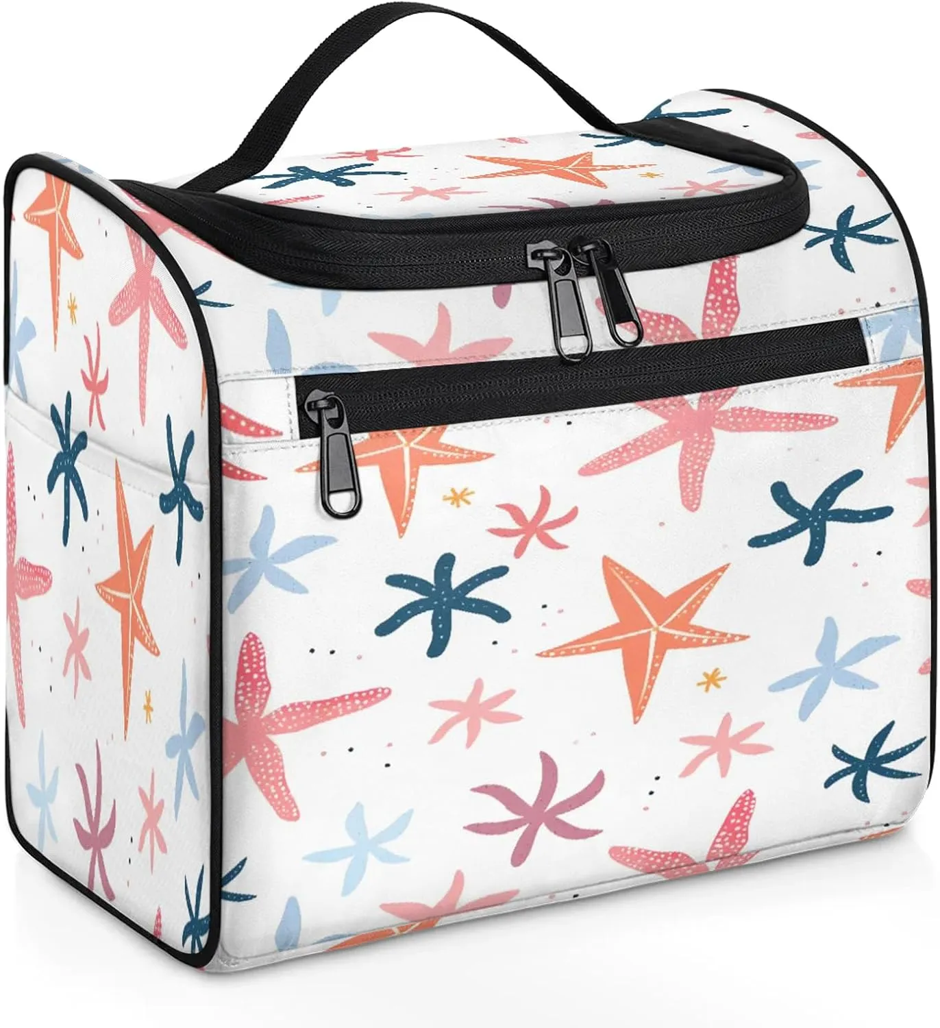 Colorful Starfish Large Makeup Bag Travel Make Up Organizer for Women Girls Cosmetic Bag Organizer With Handle
