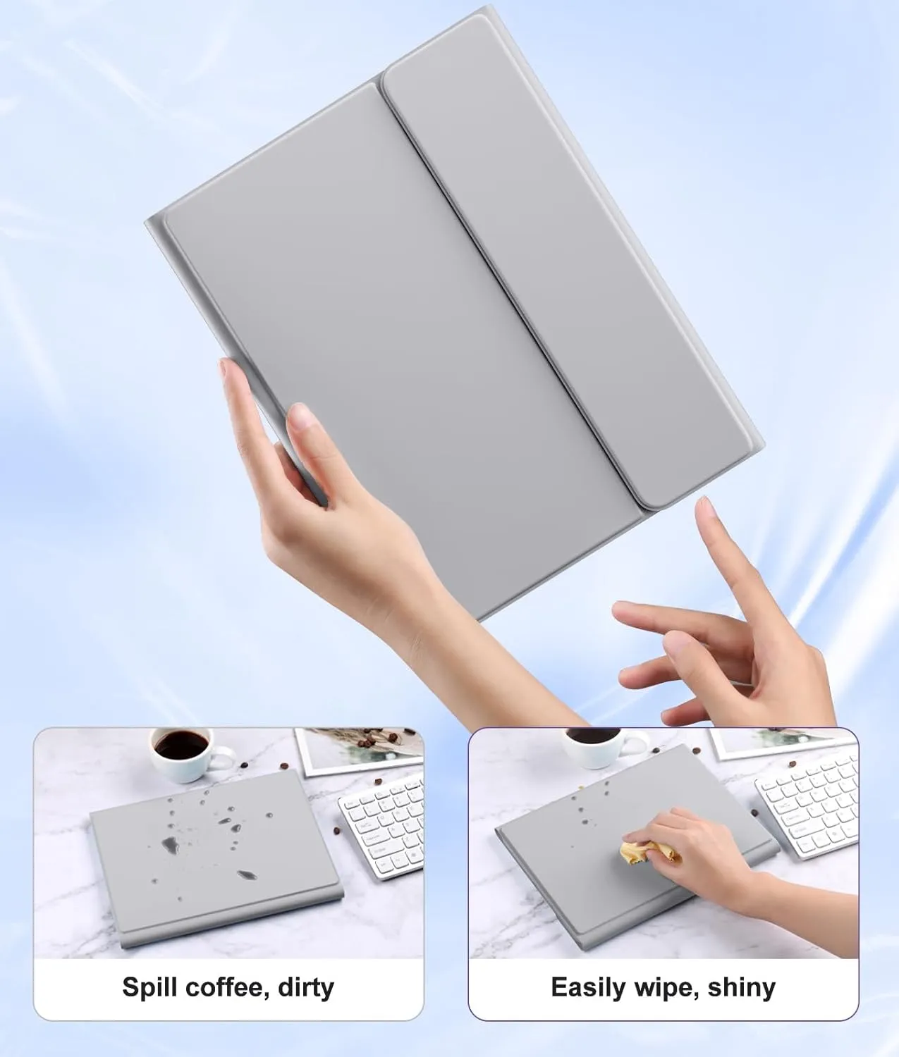 Compatible for iPad 11th 10th Generation Case with Keyboard, Folio Cover with Pencil Holder, Multi-Touch Trackpad, 7 Color Backlit, Detachable Keyboard for iPad (A16) 11th/10th Gen (Gray)