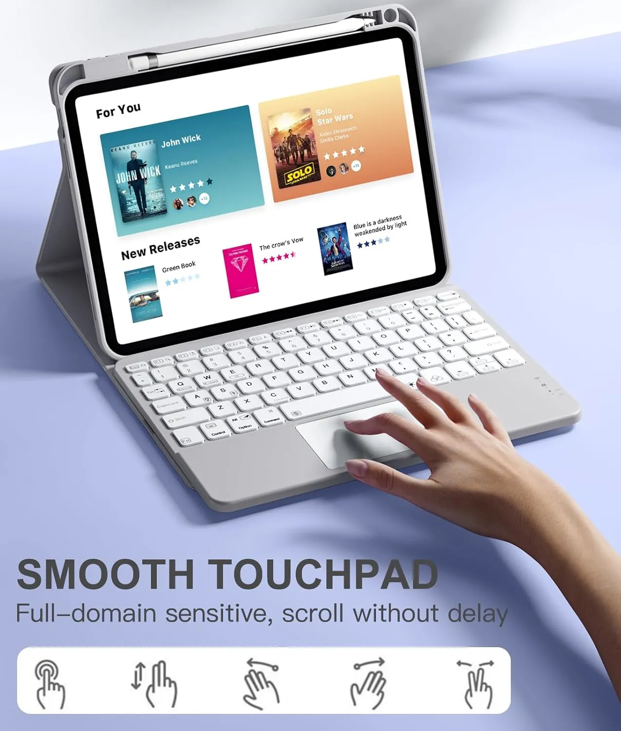 Compatible for iPad 11th 10th Generation Case with Keyboard, Folio Cover with Pencil Holder, Multi-Touch Trackpad, 7 Color Backlit, Detachable Keyboard for iPad (A16) 11th/10th Gen (Gray)