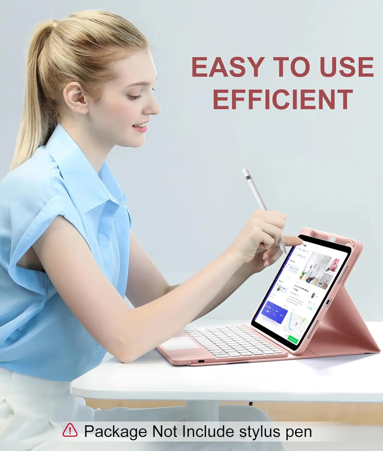 Compatible for iPad 11th 10th Generation Case with Keyboard, Folio Cover with Pencil Holder, Multi-Touch Trackpad, 7 Color Backlit, Detachable Keyboard for iPad (A16) 11th/10th Gen (Light Pink