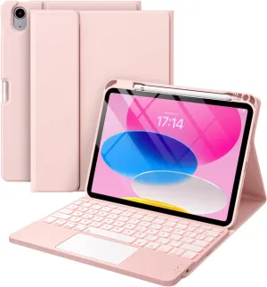 Compatible for iPad 11th 10th Generation Case with Keyboard, Folio Cover with Pencil Holder, Multi-Touch Trackpad, 7 Color Backlit, Detachable Keyboard for iPad (A16) 11th/10th Gen (Light Pink