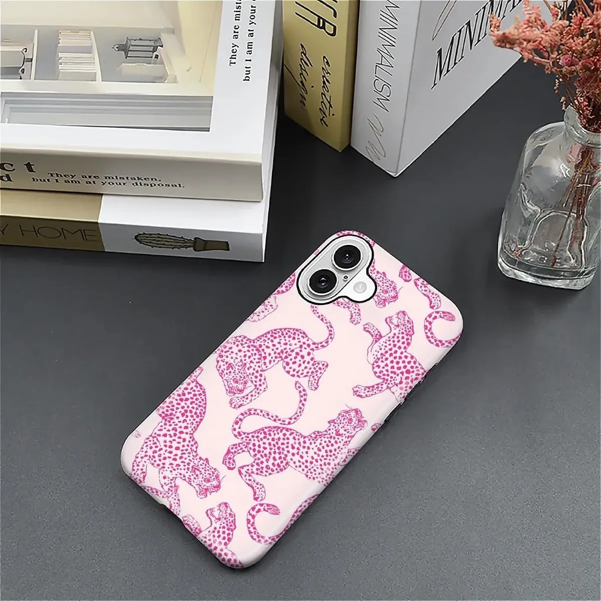 Compatible with iPhone 16 Case - Dual-Layer Protection, Hard Shell with Silicone Interior,Slim Scratch Resistant Shockproof for Woman Men - Pink Cheetah