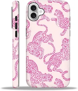 Compatible with iPhone 16 Case - Dual-Layer Protection, Hard Shell with Silicone Interior,Slim Scratch Resistant Shockproof for Woman Men - Pink Cheetah