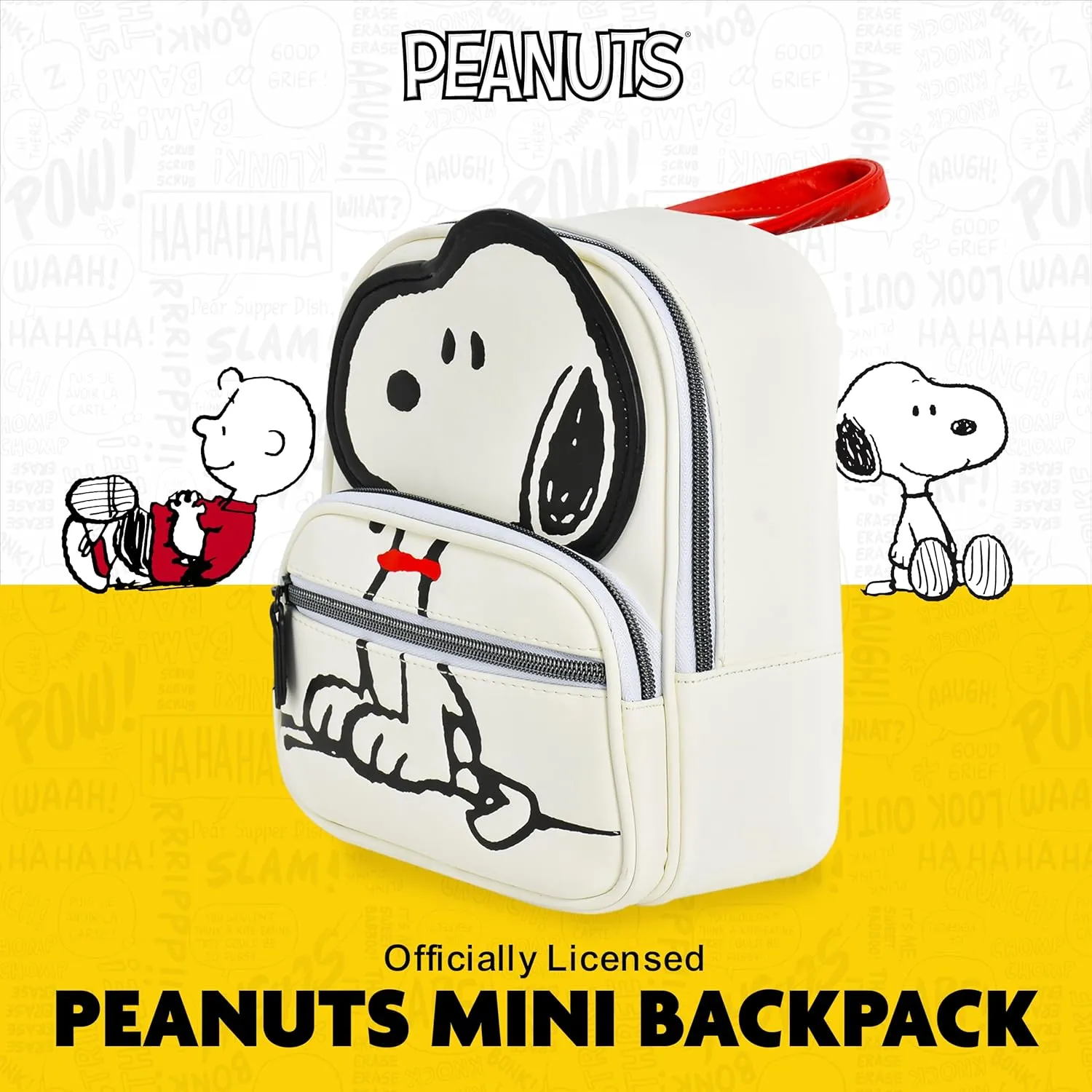 Concept One Peanuts Mini Backpack, Small Travel Bag for Men and Women, Snoopy, 9 Inch