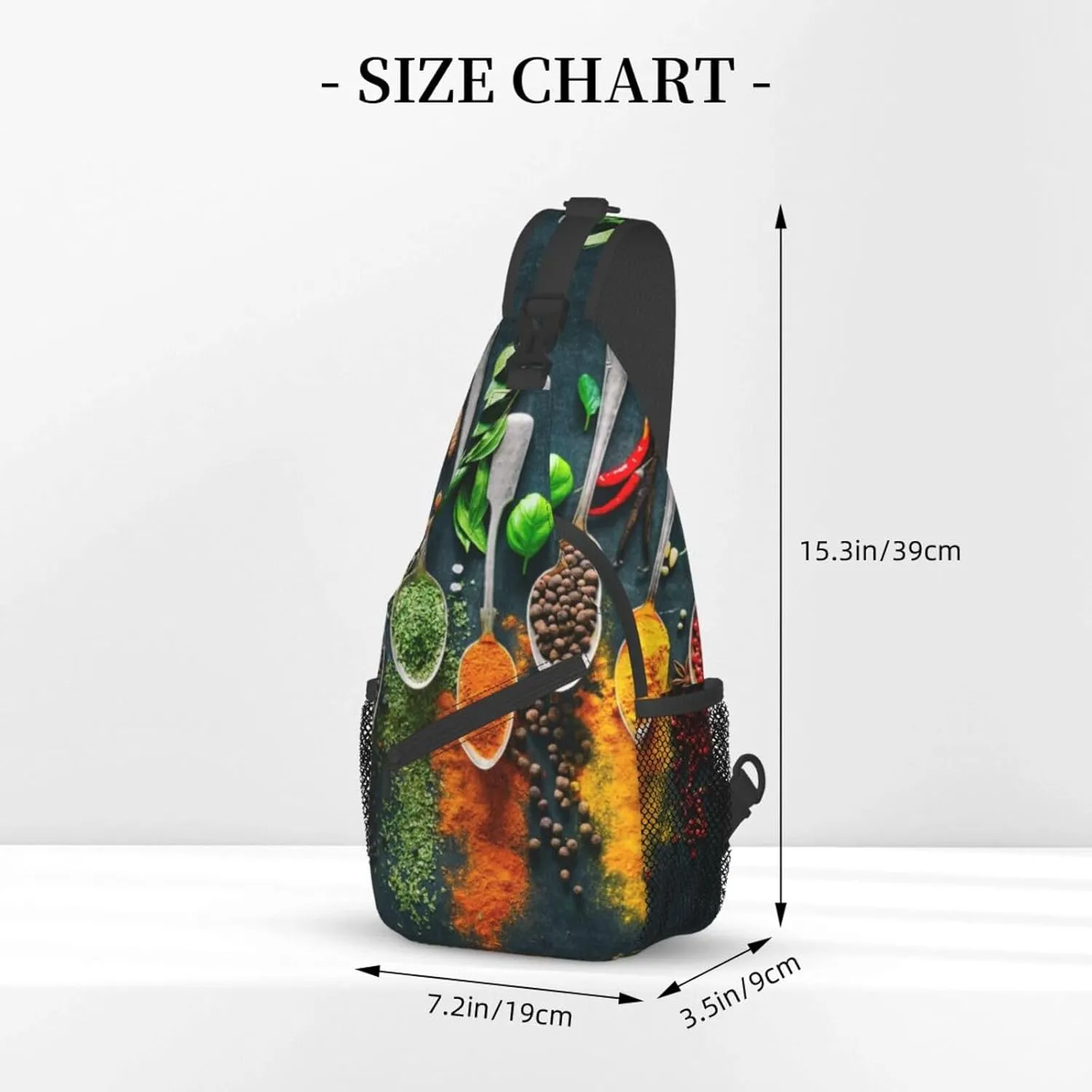 Condiments Spices Unisex Casual Diagonal Chest Bag,Multipurpose Crossbody Shoulder Bag Travel Hiking Daypack