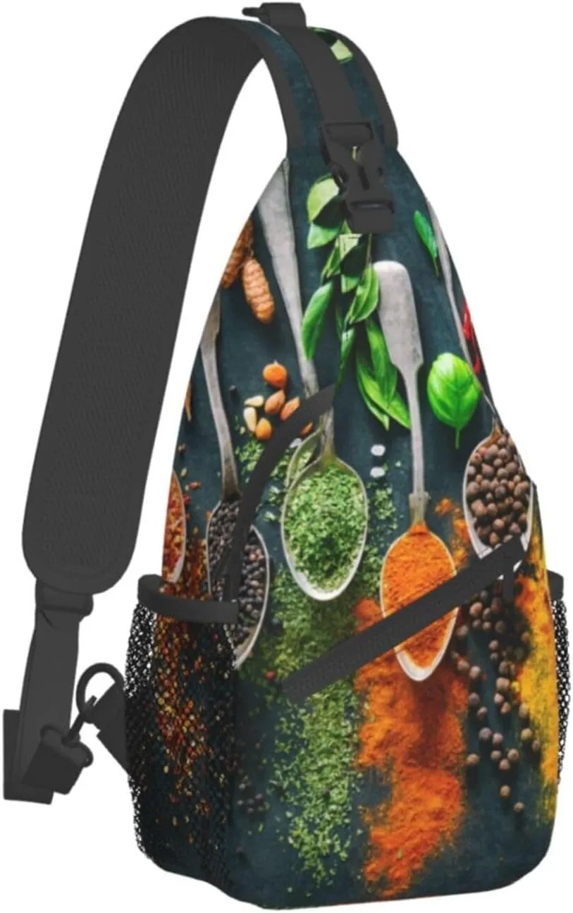 Condiments Spices Unisex Casual Diagonal Chest Bag,Multipurpose Crossbody Shoulder Bag Travel Hiking Daypack