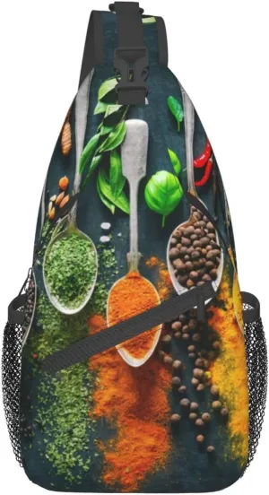 Condiments Spices Unisex Casual Diagonal Chest Bag,Multipurpose Crossbody Shoulder Bag Travel Hiking Daypack