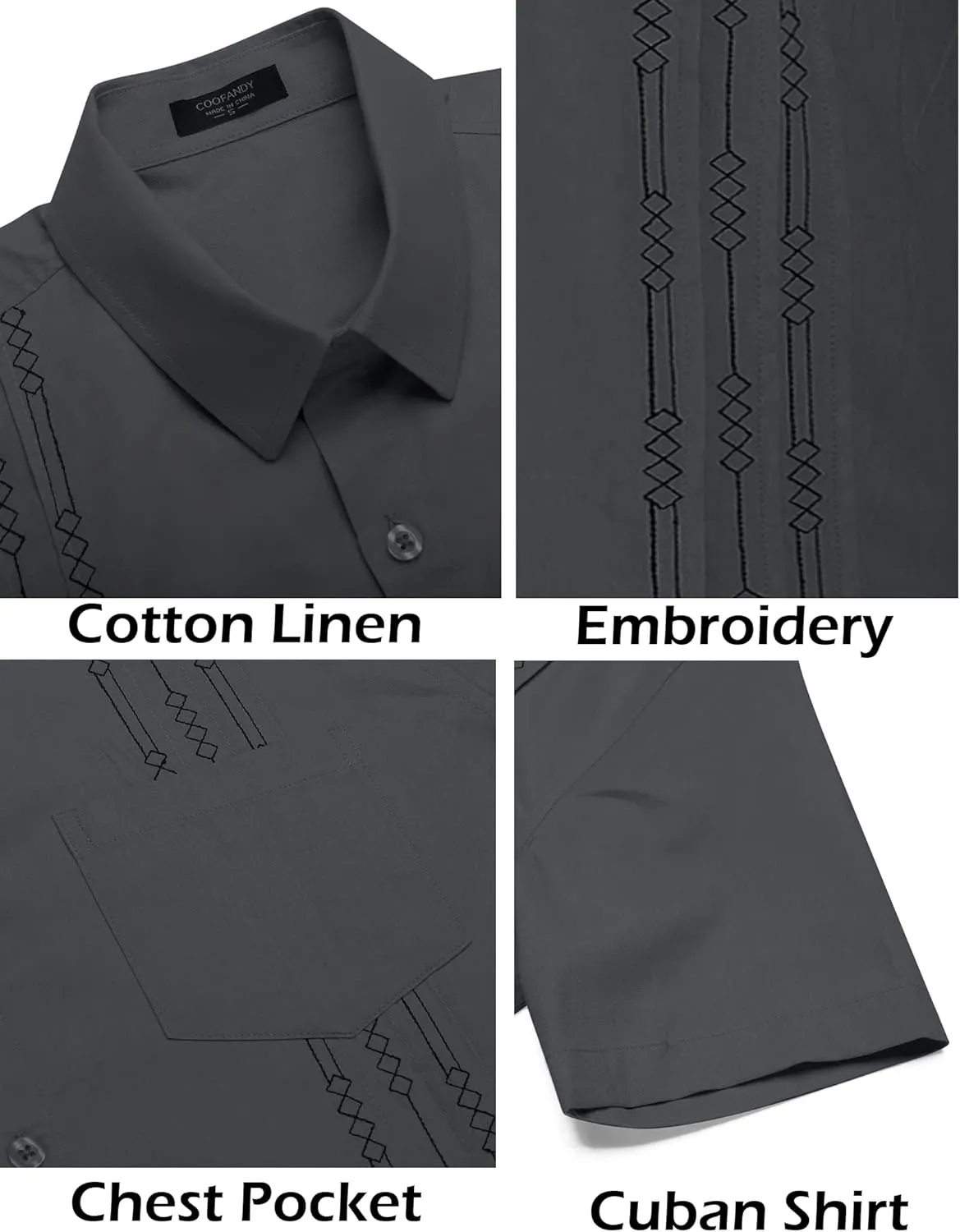 COOFANDY Mens Cuban Guayabera Shirt Short Sleeve Linen Button Down Shirts Casual Summer Beach Tops