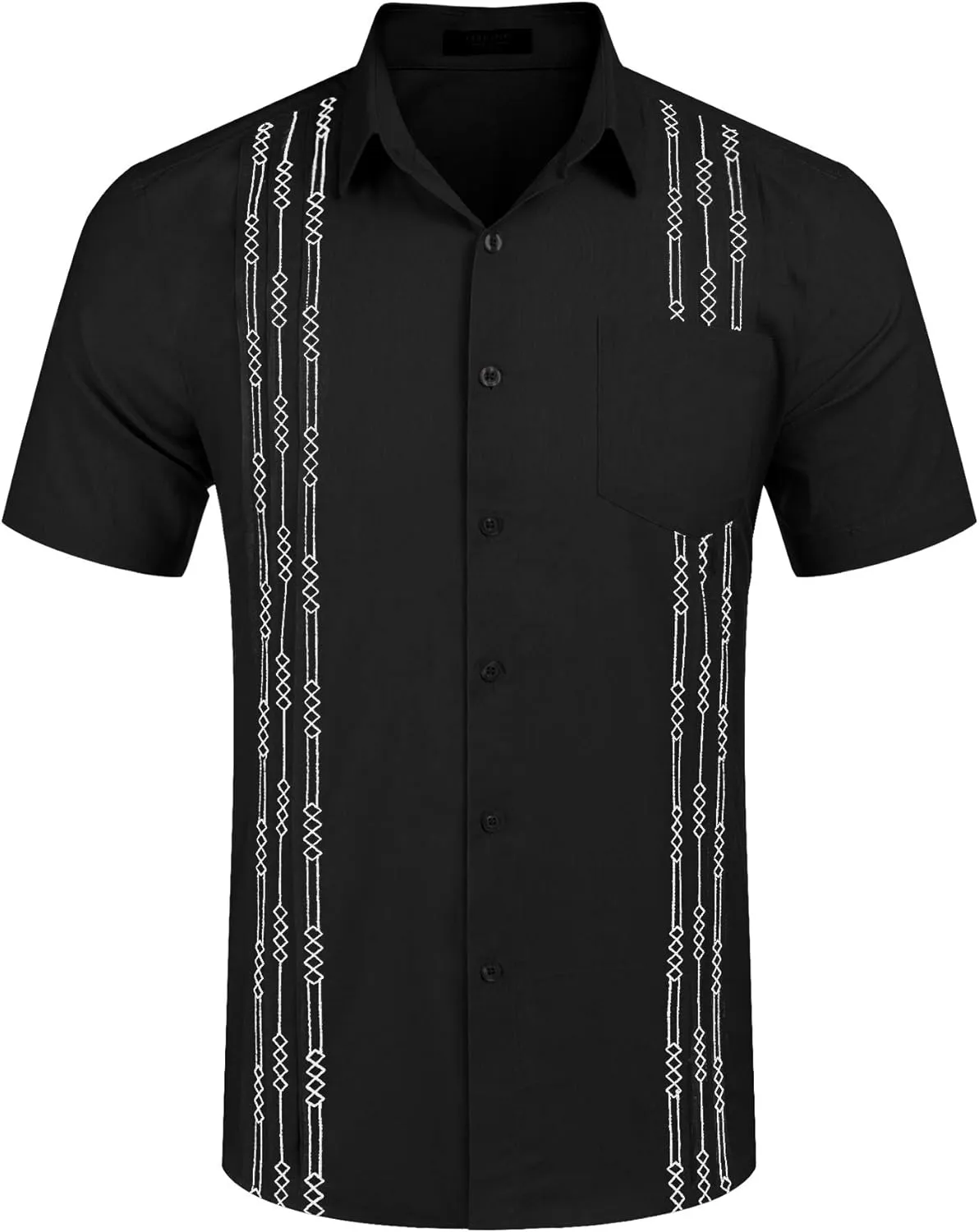 COOFANDY Mens Cuban Guayabera Shirt Short Sleeve Linen Button Down Shirts Casual Summer Beach Tops