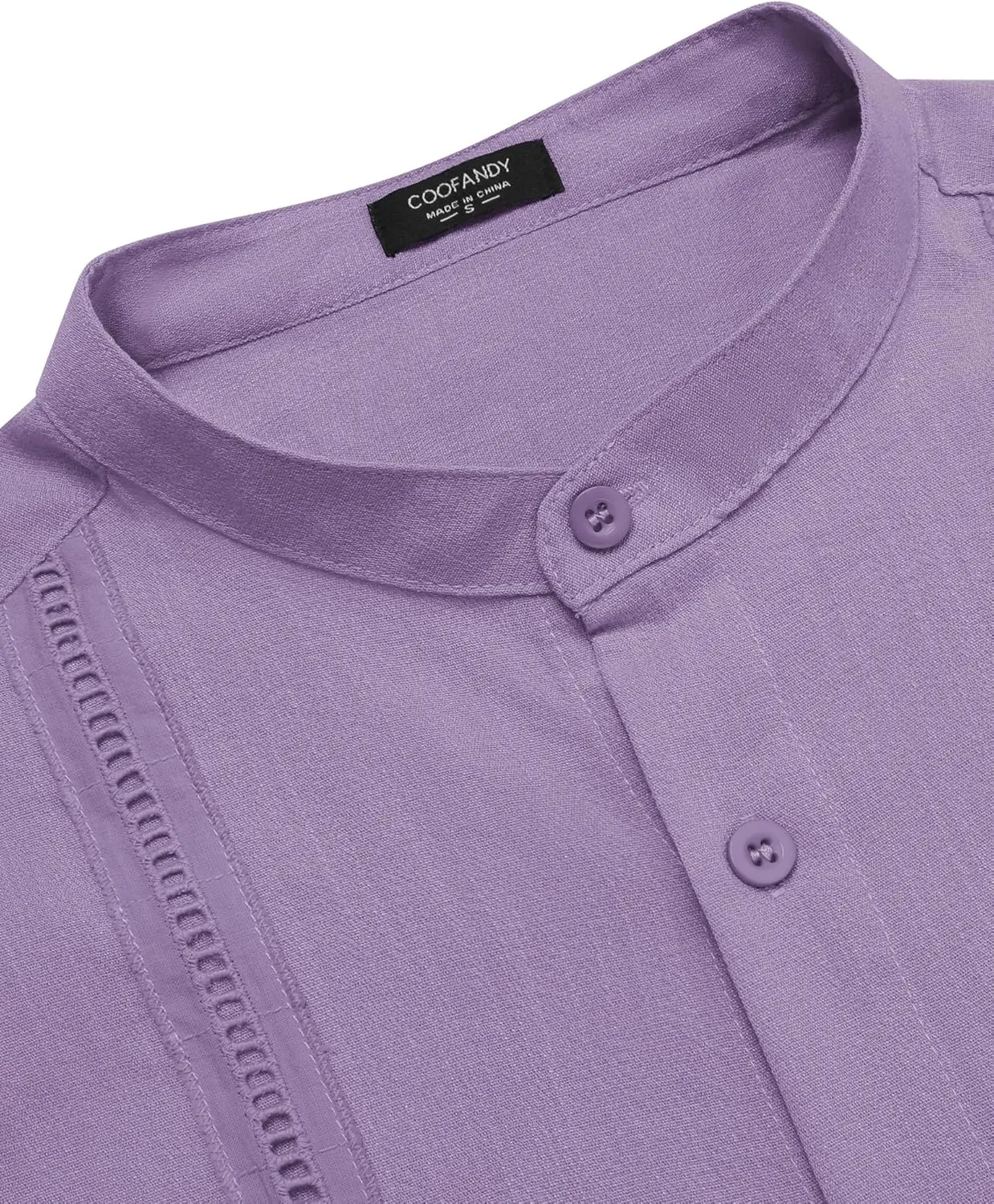 COOFANDY Men's Cuban Guayabera Shirts Casual Long Sleeve Button Down Shirts Band Collar Linen Summer Beach Shirts