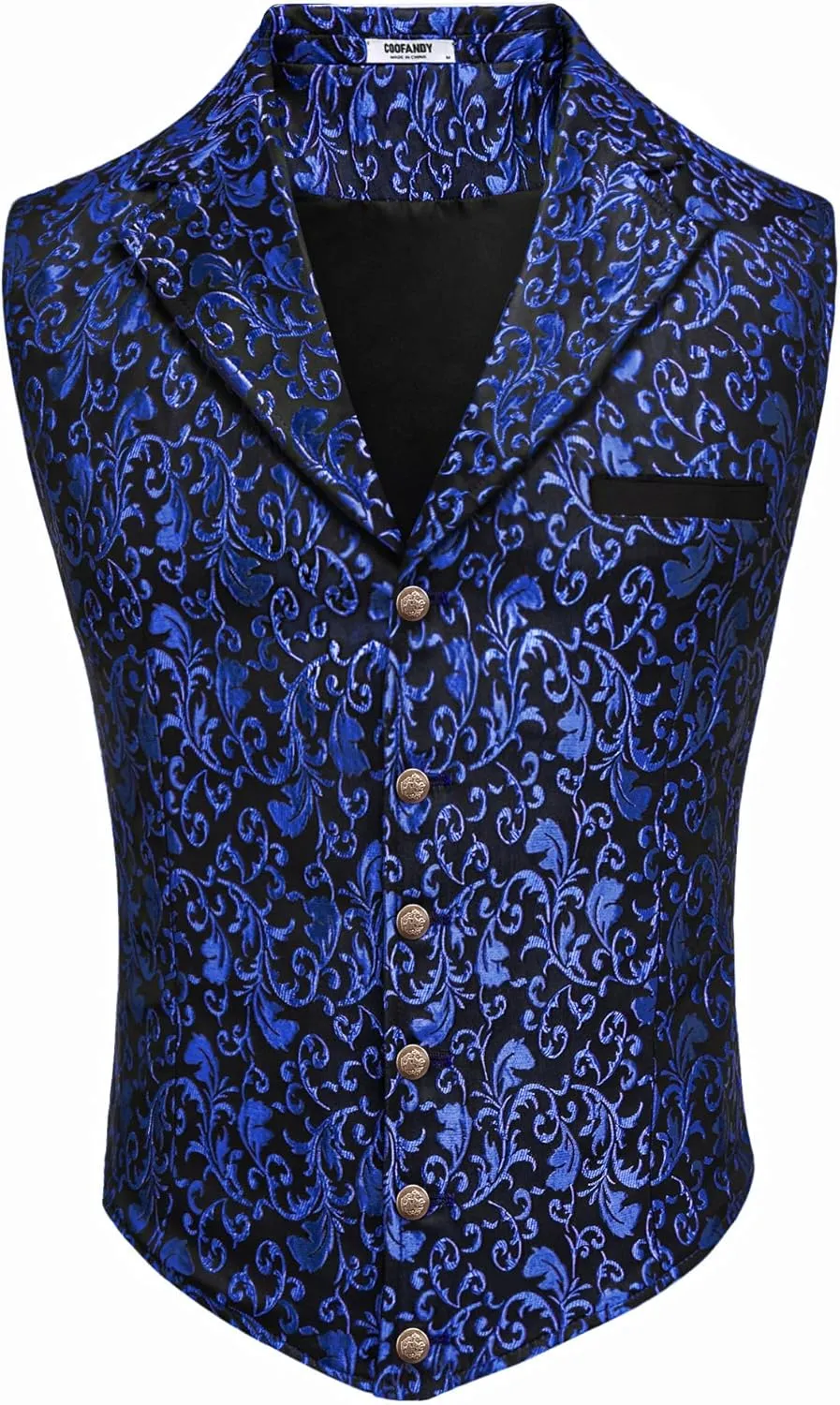 COOFANDY Mens Suit Vest Paisley Floral Victorian Vests Gothic Steampunk Formal Waistcoat Tuxedo Vests with Notched Lapels